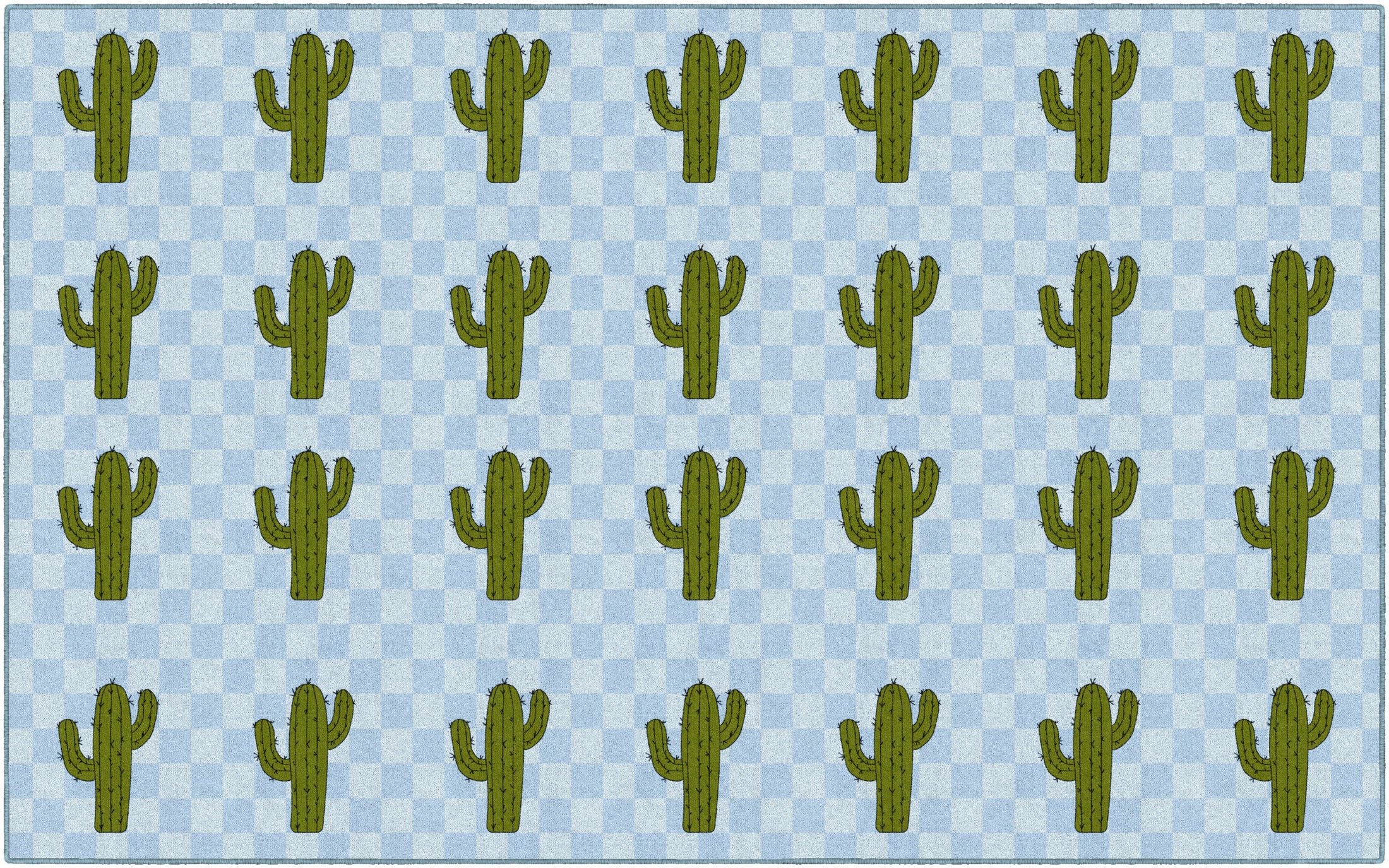 Cactus Sit Spots on Light Blue Classroom Rug by Schoolgirl Style