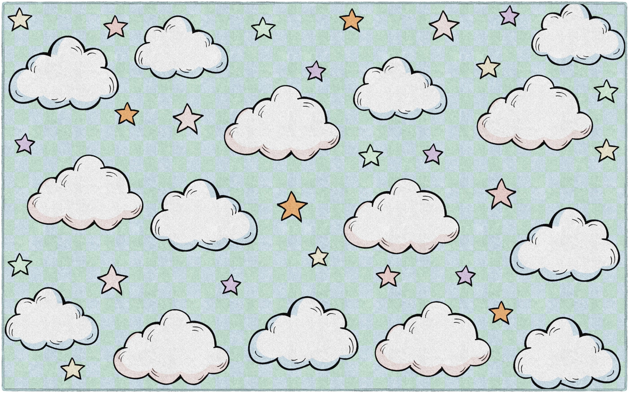 Clouds and Stars Pastel Blue Classroom Rug by Schoolgirl Style