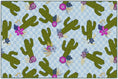 Load image into Gallery viewer, Cactus Patterns on Blue Checkerboard Classroom Rug by Schoolgirl Style
