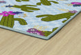 Load image into Gallery viewer, Cactus Patterns on Blue Checkerboard Classroom Rug by Schoolgirl Style
