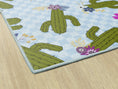 Load image into Gallery viewer, Cactus Patterns on Blue Checkerboard Classroom Rug by Schoolgirl Style
