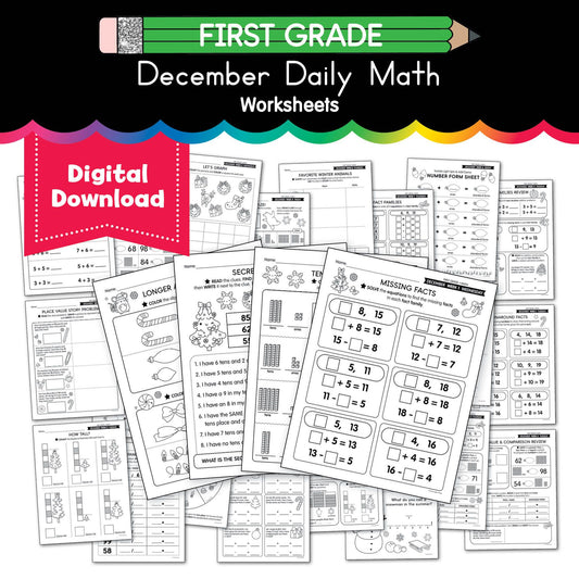 Printable First Grade December Daily Math Worksheets