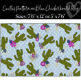 Load image into Gallery viewer, Cactus Patterns on Blue Checkerboard Classroom Rug by Schoolgirl Style
