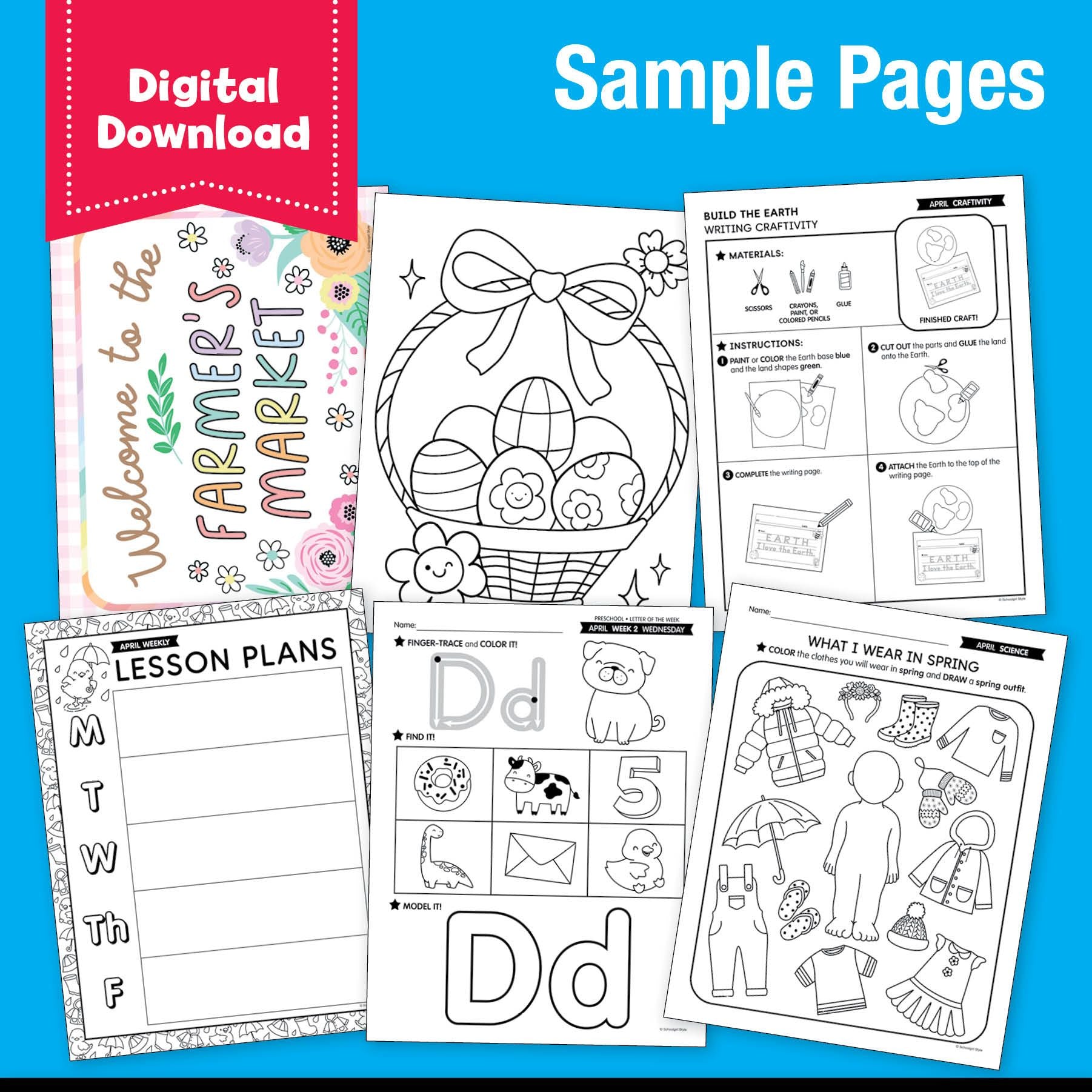 Printable Preschool April Homeschool Curriculum Bundle