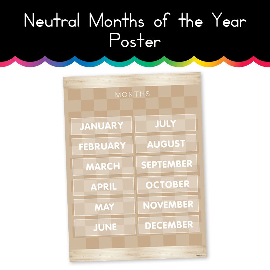 Neutral | Months of the Year | Home Learning Poster