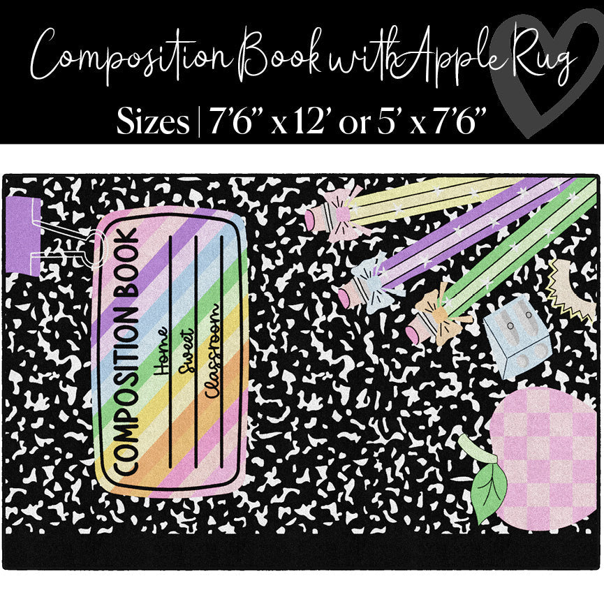 Composition Book with Apple Classroom Rug