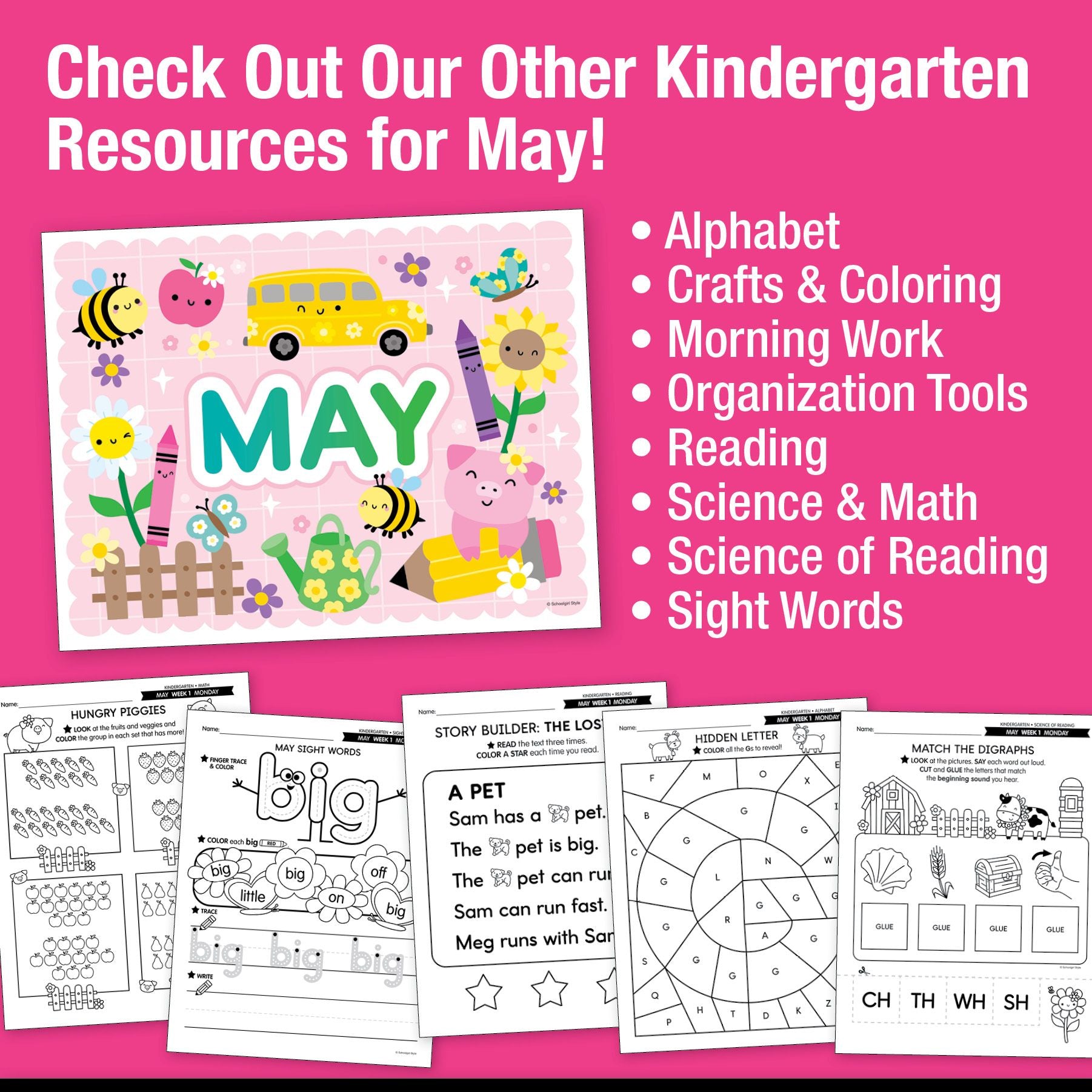 Printable Kindergarten May Writing Bundle