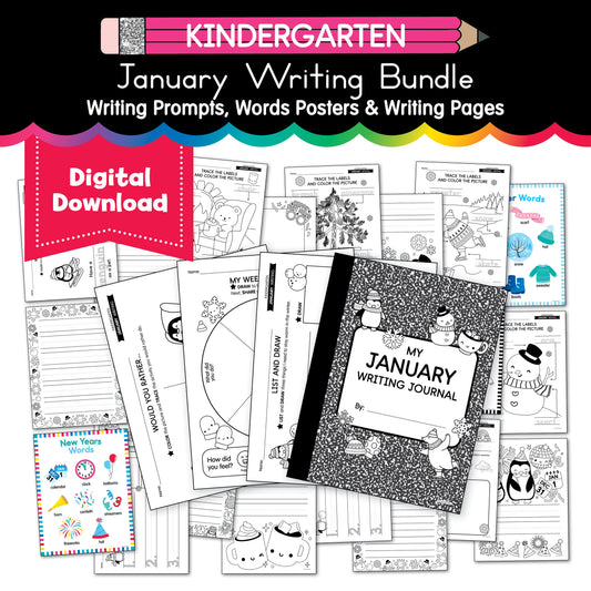 Printable Kindergarten January Writing Bundle