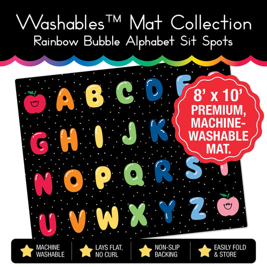 Rainbow Bubble Alphabet Sit Spot Classroom Mat by Schoolgirl Style