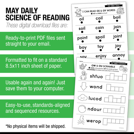 Printable First Grade May Daily Science of Reading