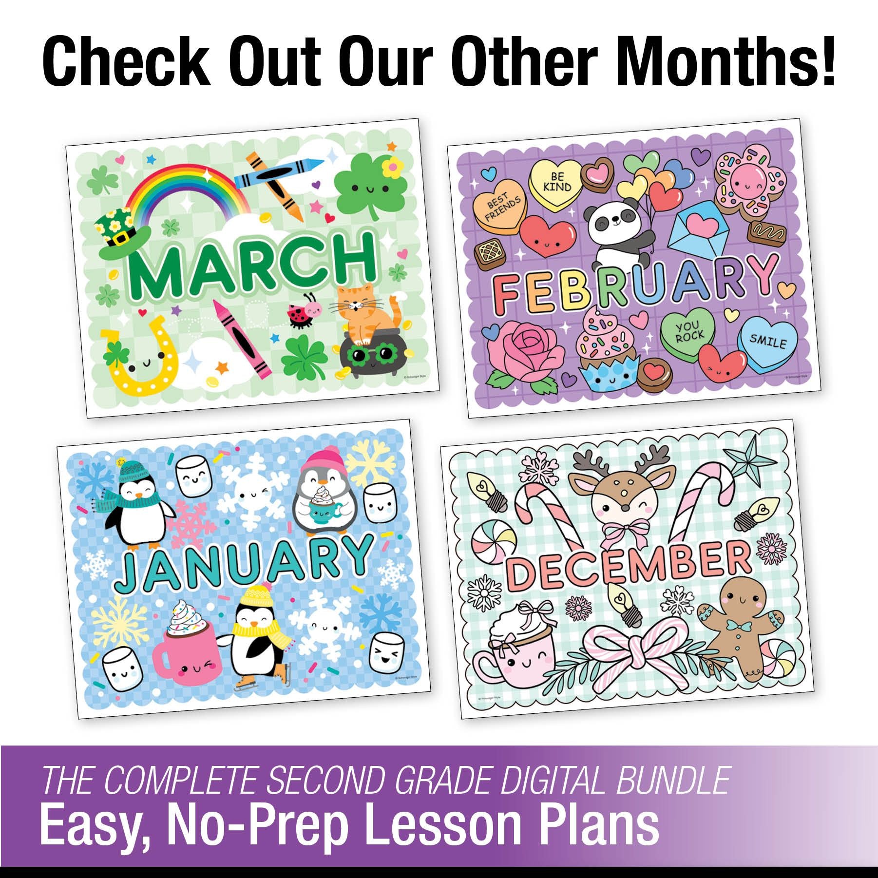 Printable Second Grade April Homeschool Curriculum Bundle