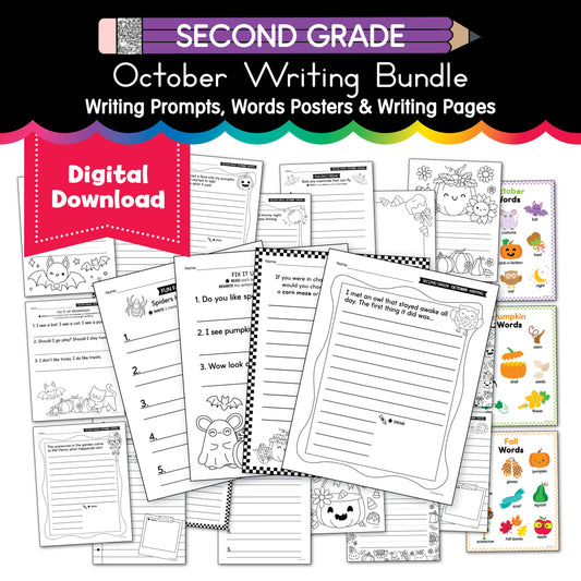 Printable Second Grade October Writing Bundle