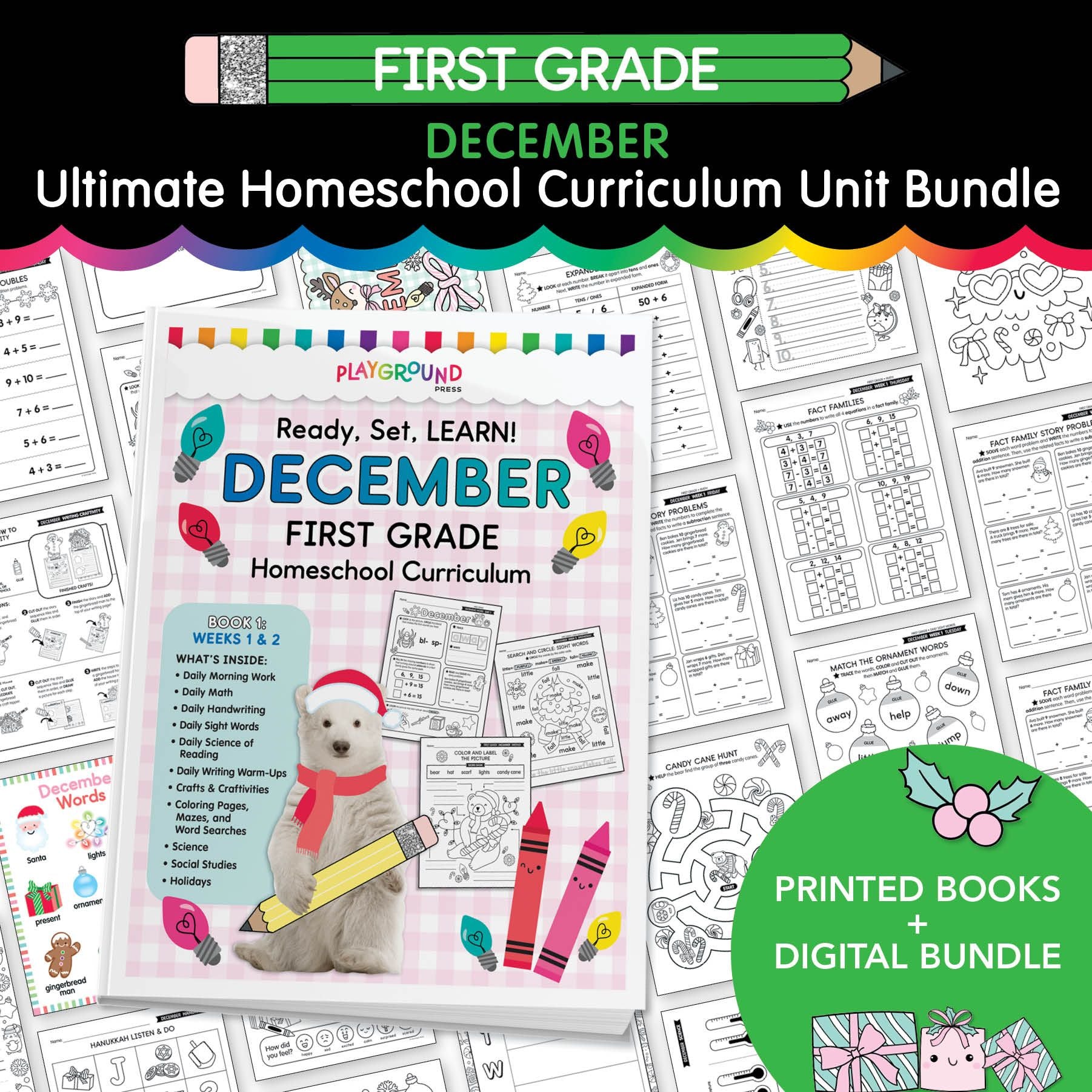 Ultimate First Grade December Homeschool Curriculum Bundle