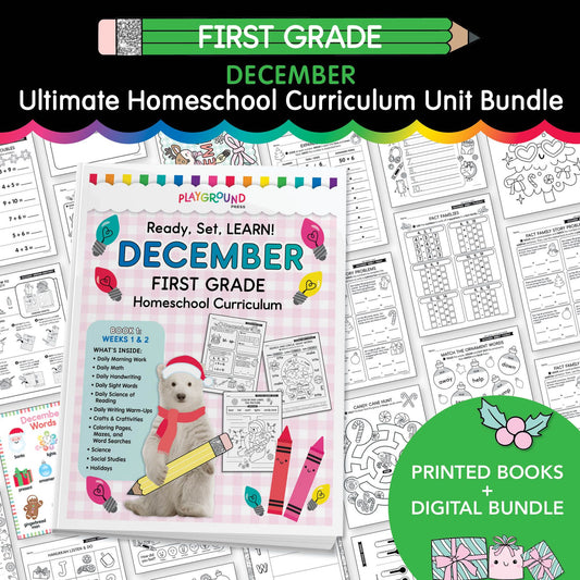Ultimate First Grade December Homeschool Curriculum Bundle