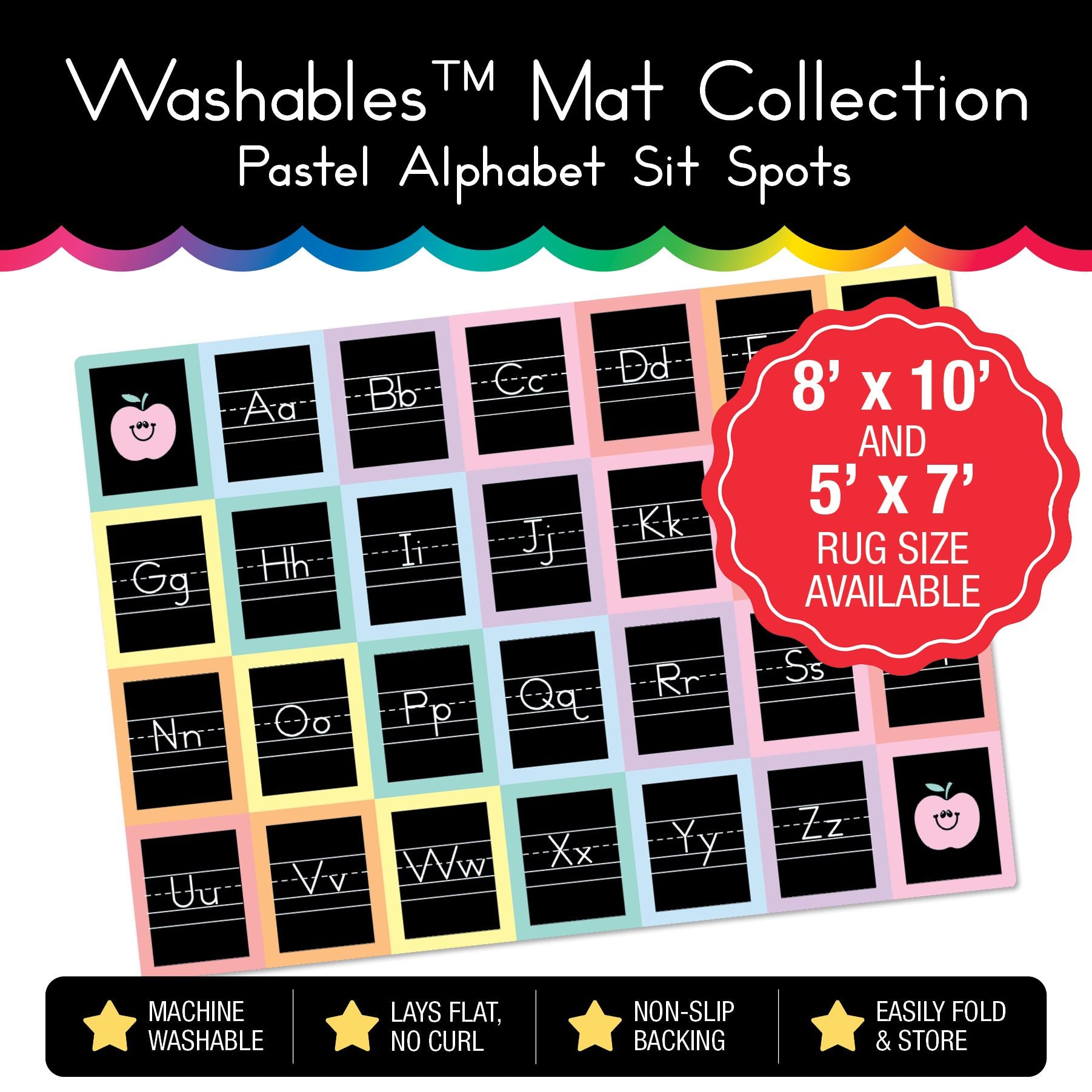 Pastel Square Alphabet Sit Spot Classroom Mat by Schoolgirl Style