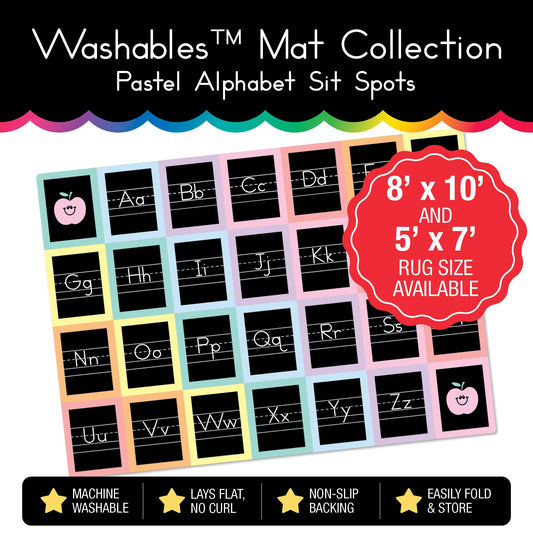 Pastel Square Alphabet Sit Spot Classroom Mat by Schoolgirl Style