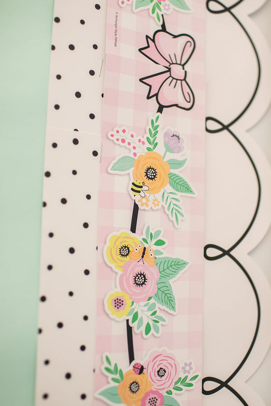 Dainty Dot White and Black Bulletin Board Border | Pretty in Pastel