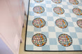 Load image into Gallery viewer, Disco Balls on Blue Checkerboard Sit Spots Classroom Rug by Schoolgirl Style
