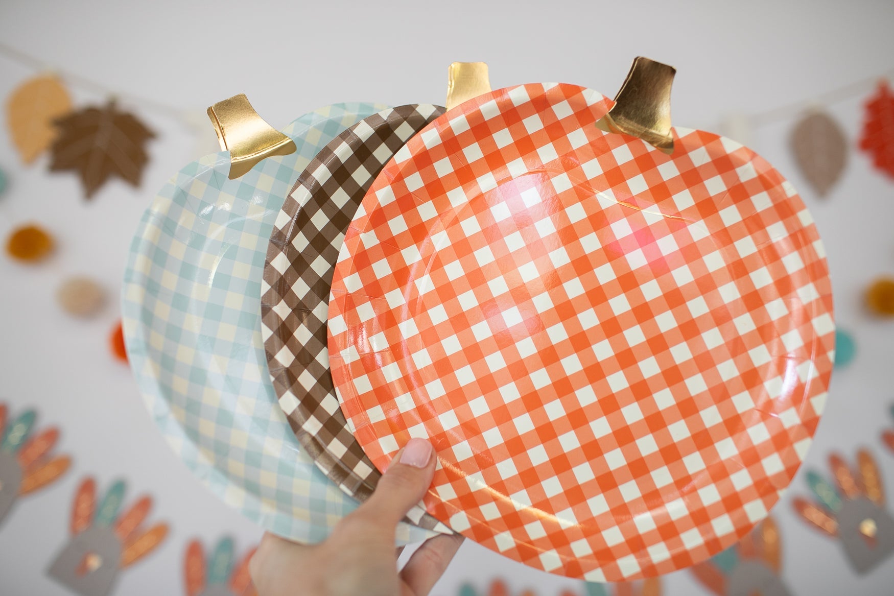 Gingham Pumpkin Plates