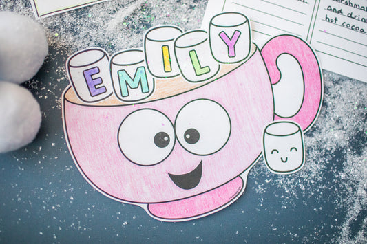 Printable January Hot Cocoa Name Writing Craftivity