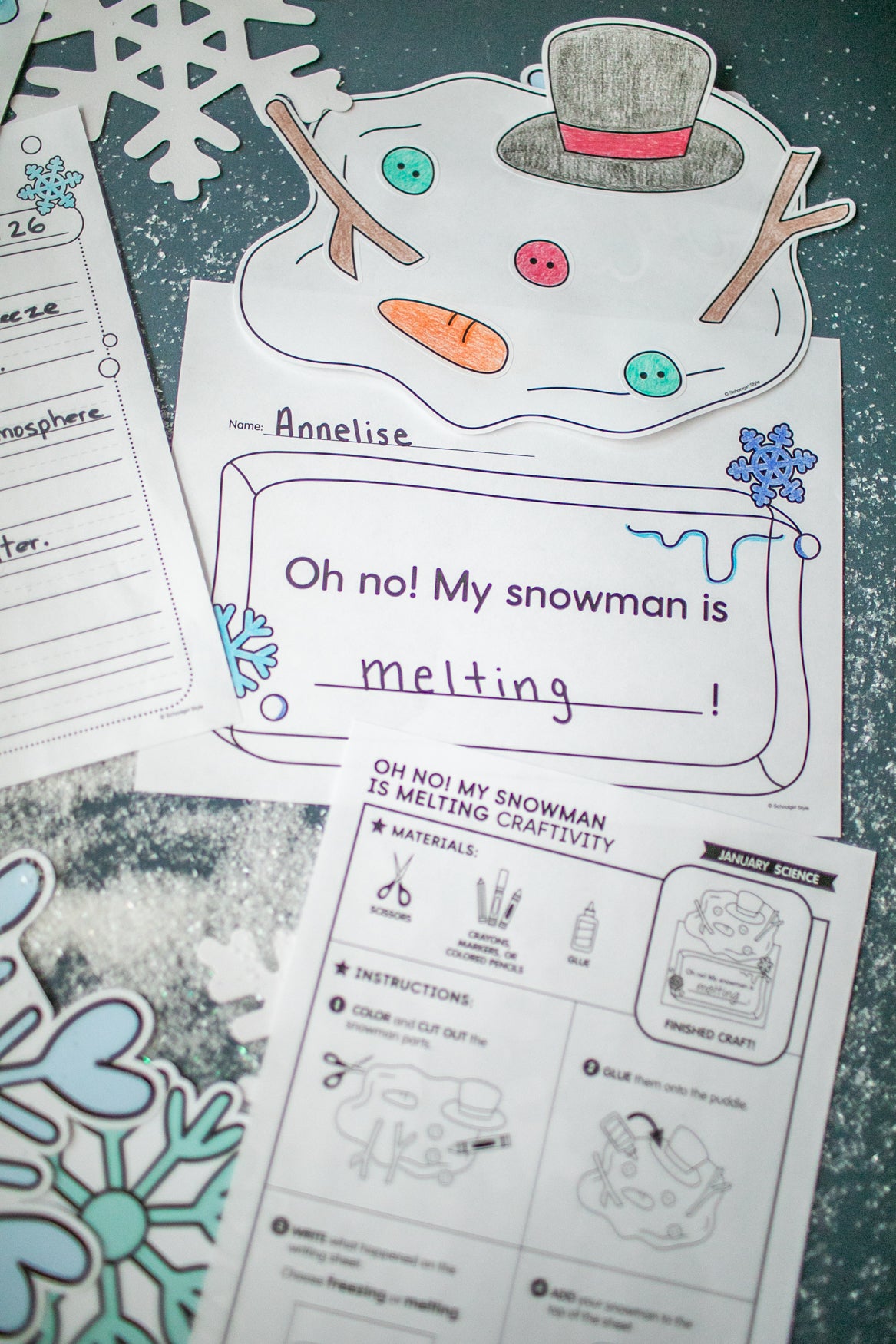 Printable January Science Worksheets, Writing Pages, and Craftivities