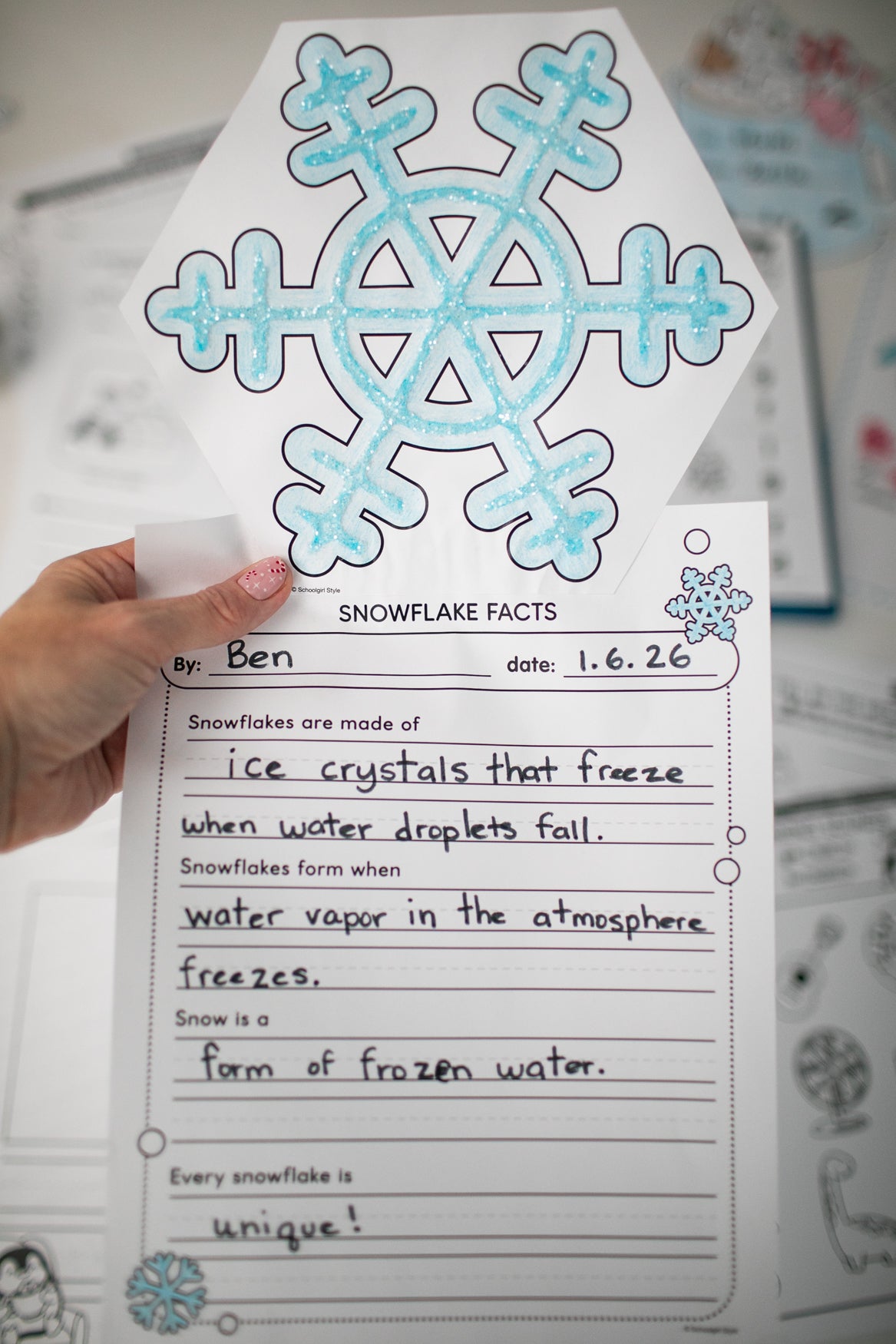 Printable January Science Worksheets, Writing Pages, and Craftivities