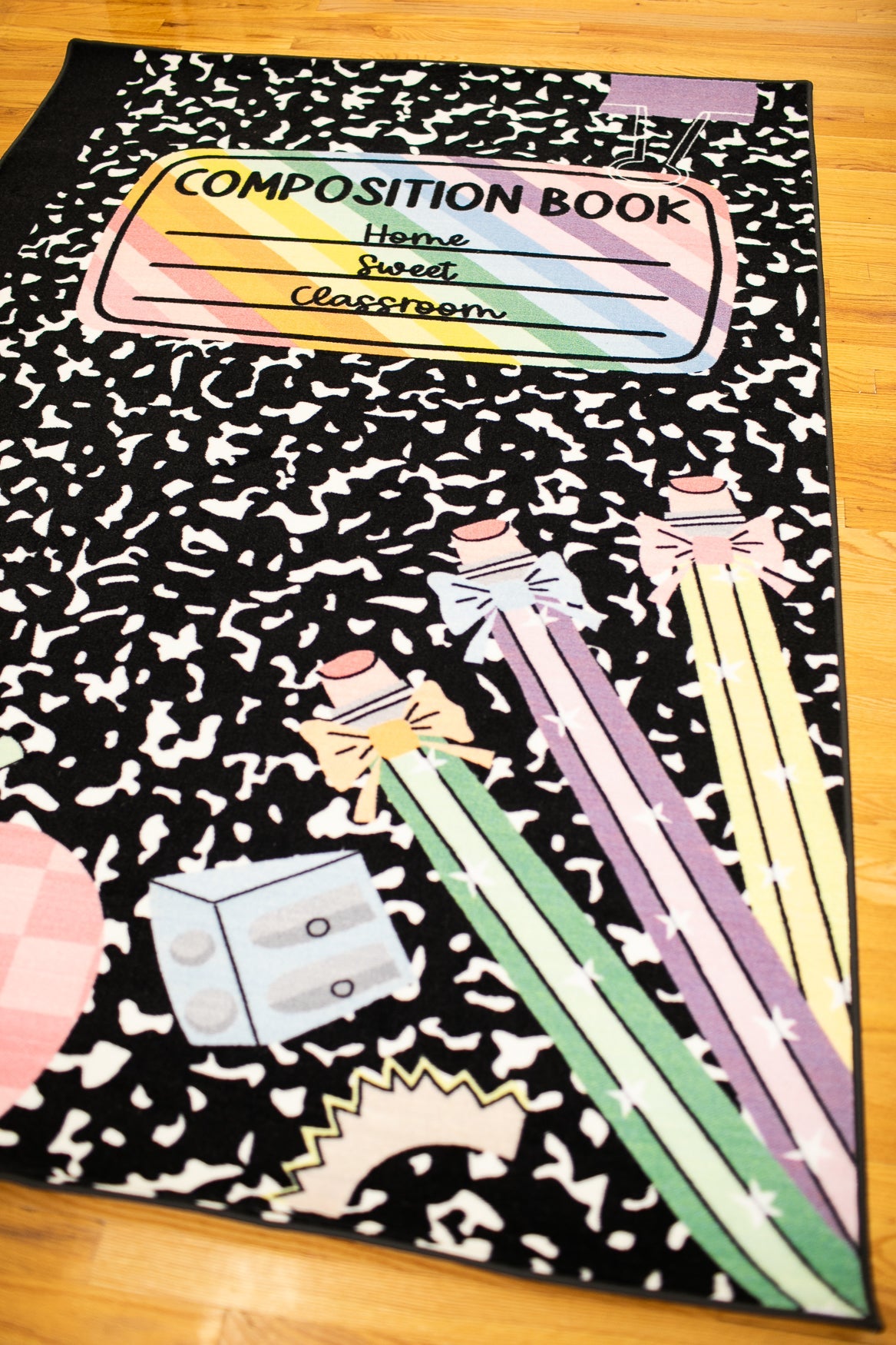 Composition Book with Apple Classroom Rug