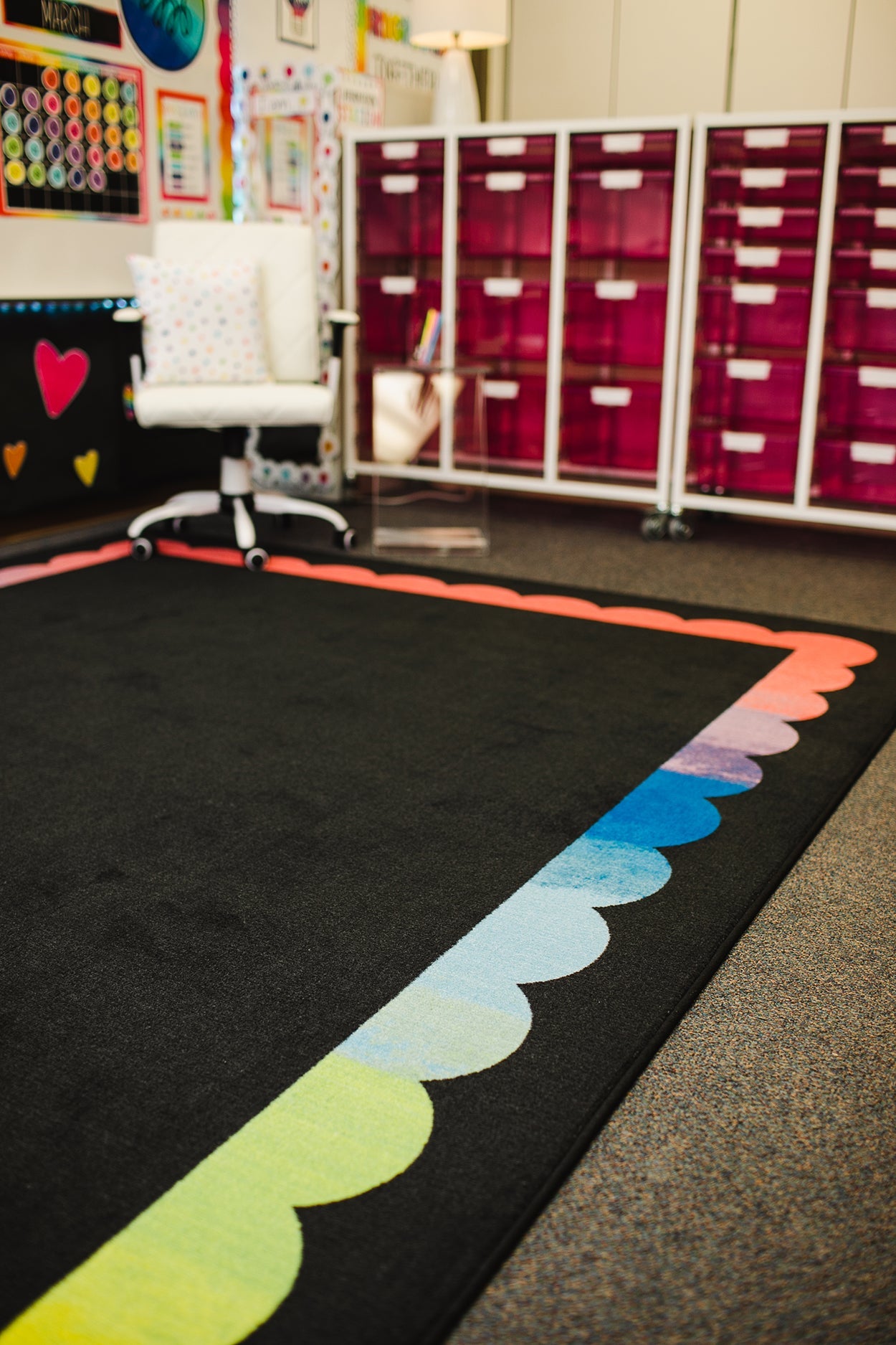 Rainbow Ombre Scallop Classroom Rug by Schoolgirl Style