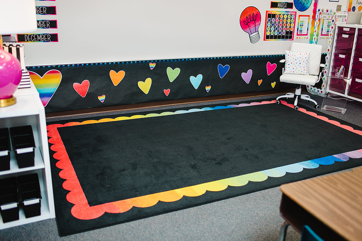 Rainbow Ombre Scallop Classroom Rug by Schoolgirl Style