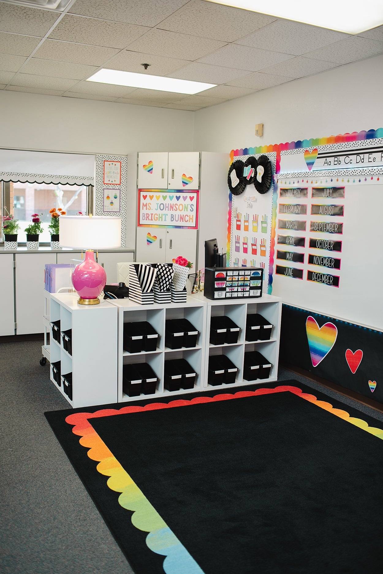 Rainbow Ombre Scallop Classroom Rug by Schoolgirl Style