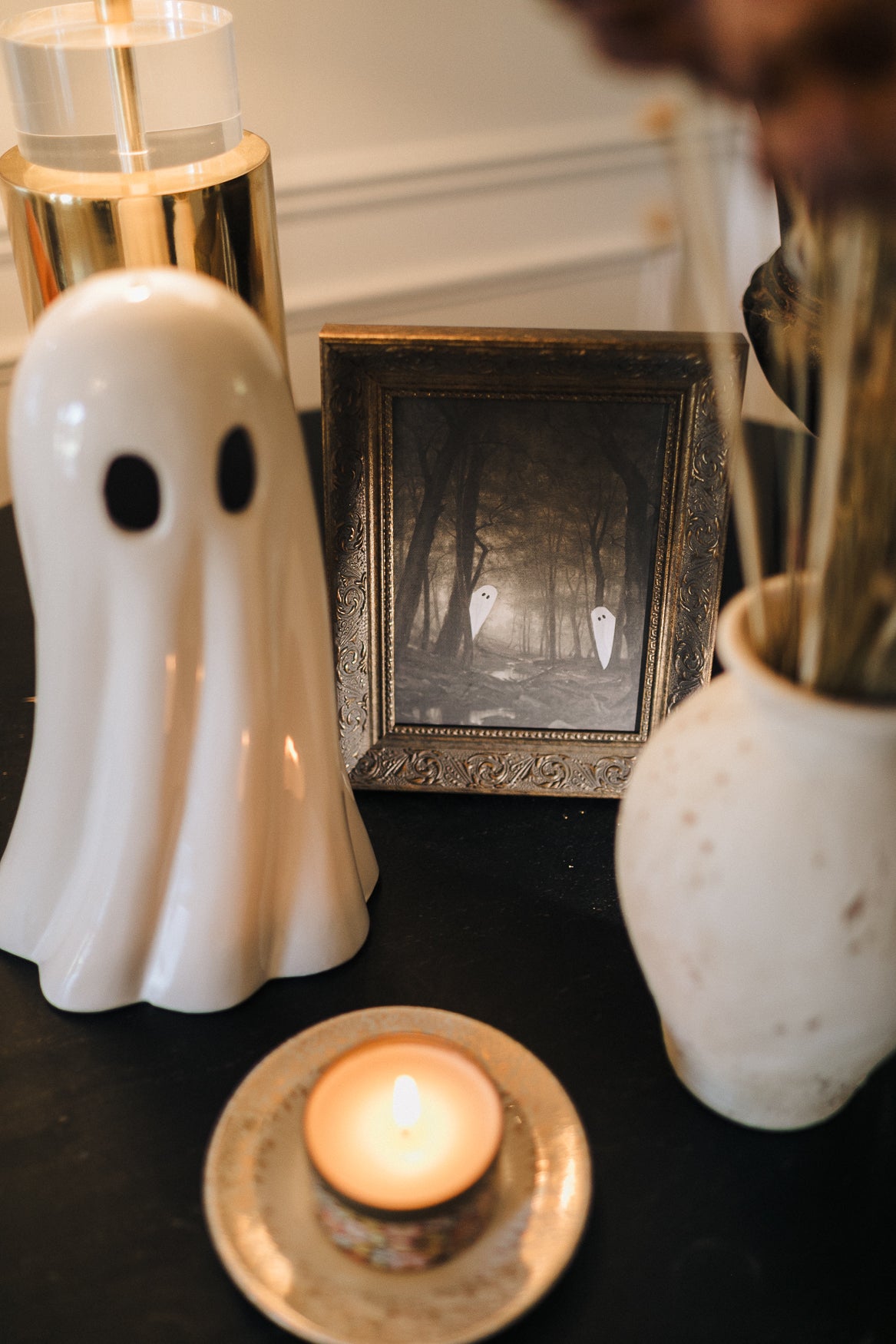 Peeking Ghost Framed Antique Art