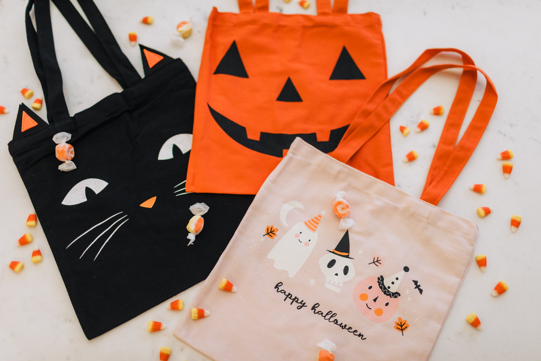 Happy Halloween Pink Canvas Trick or Treat Bag