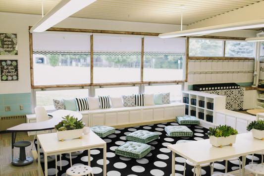 Black & White Polka Dot Classroom Rug by Schoolgirl Style