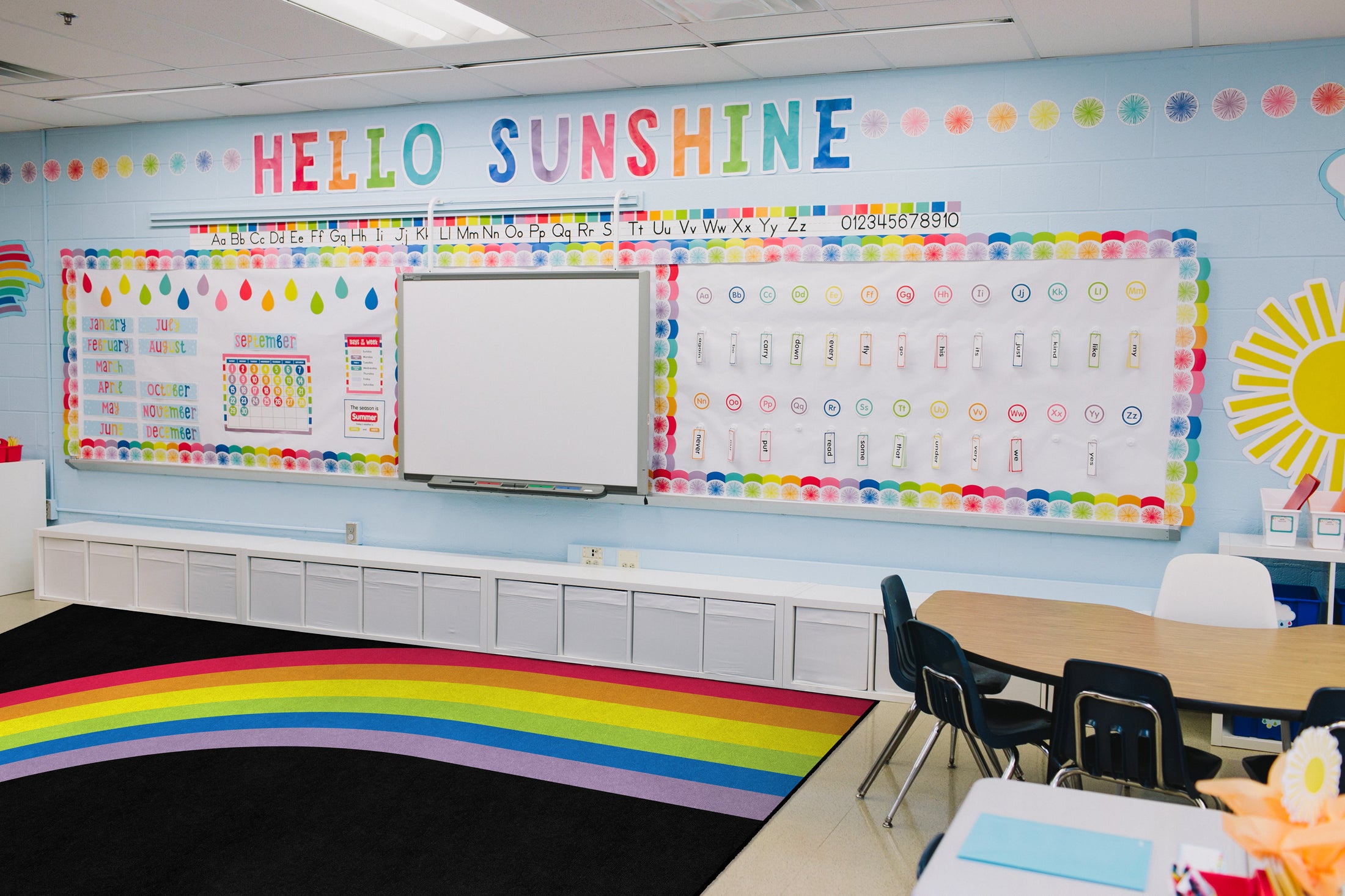 Rainbow on Black Classroom Rug by Schoolgirl Style