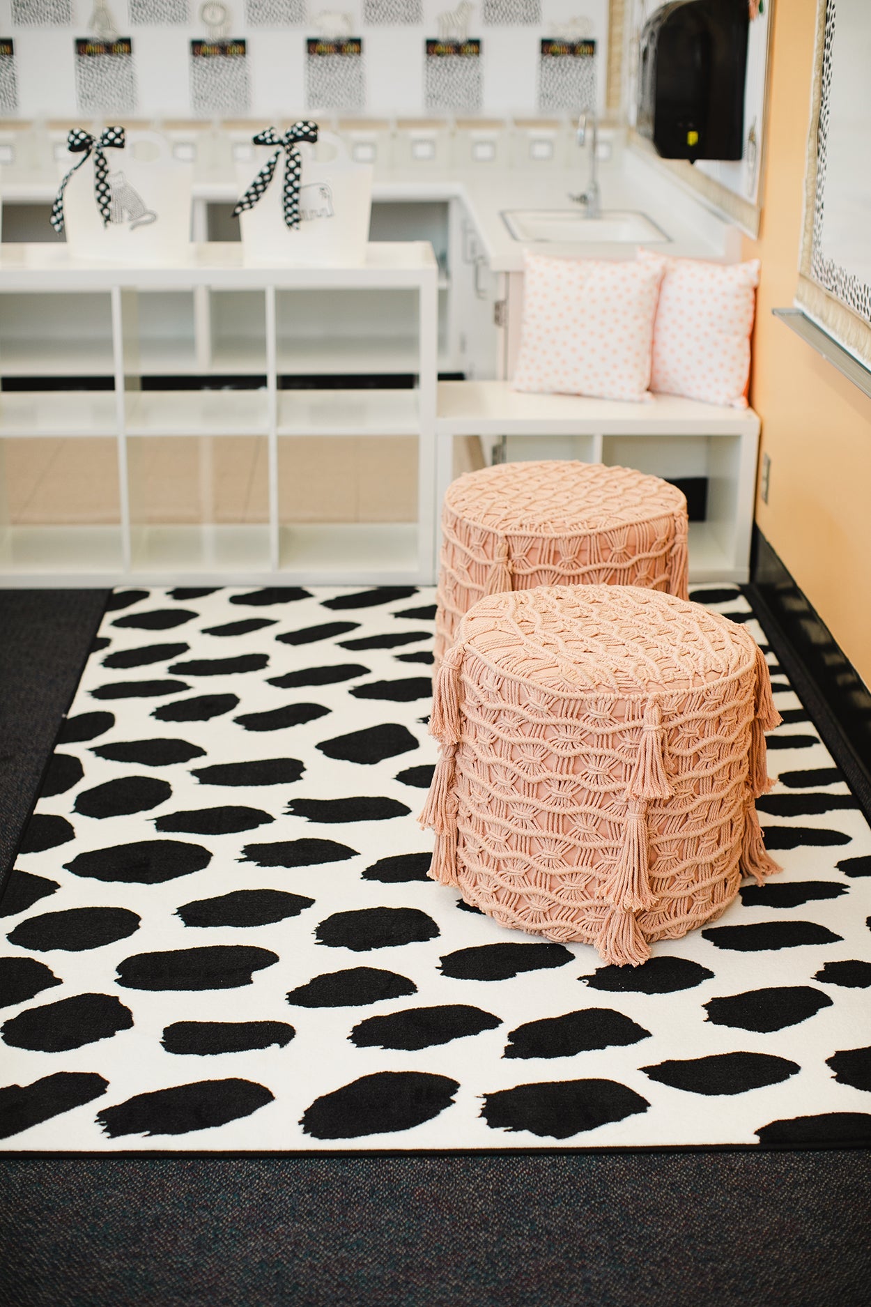 Black on White Safari Dot Classroom Rug by Schoolgirl Style