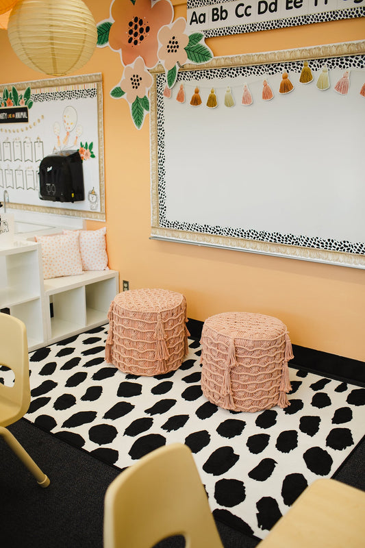 Black on White Safari Dot Classroom Rug by Schoolgirl Style