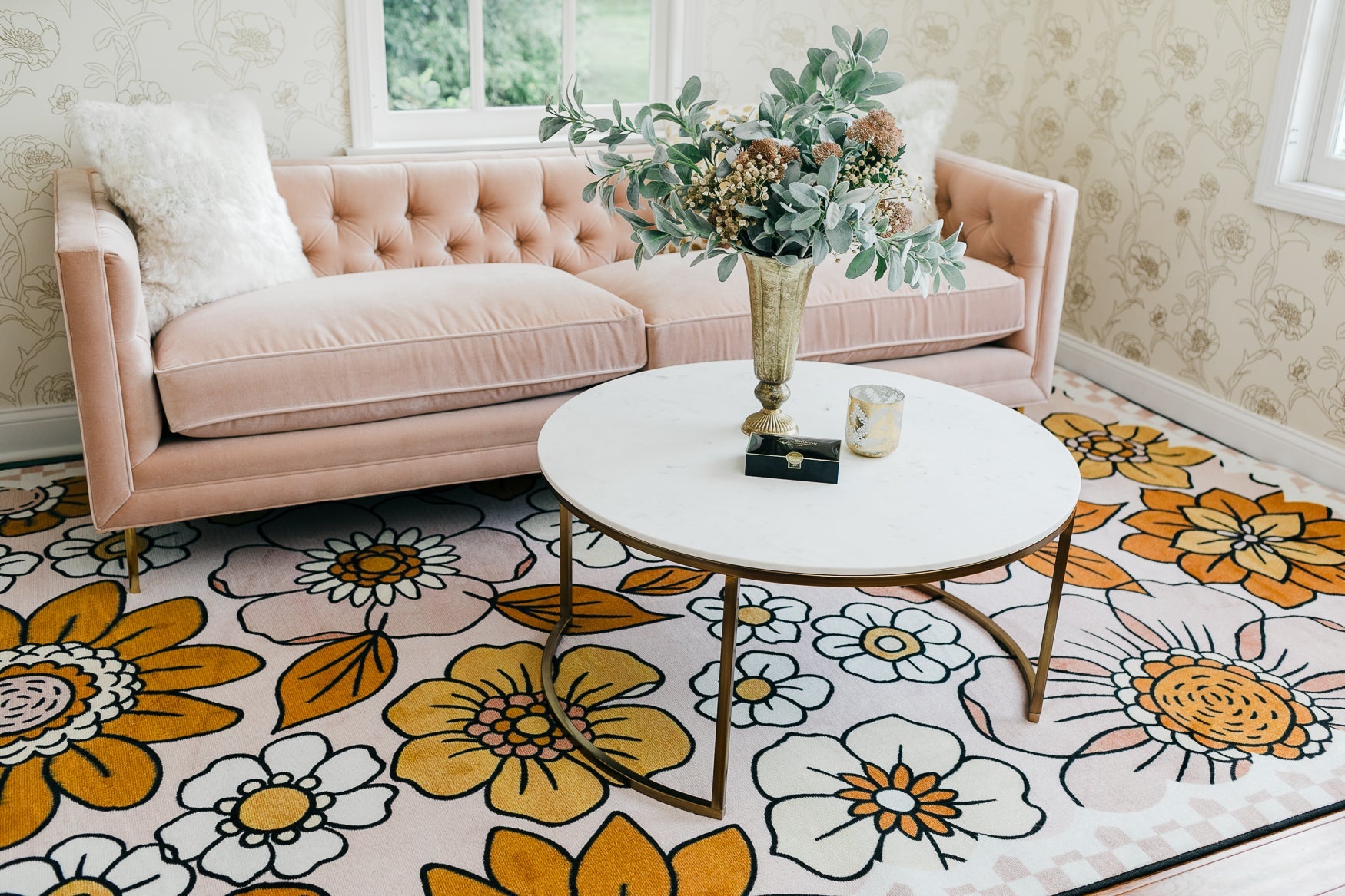 Retro Floral Classroom Rug by Schoolgirl Style