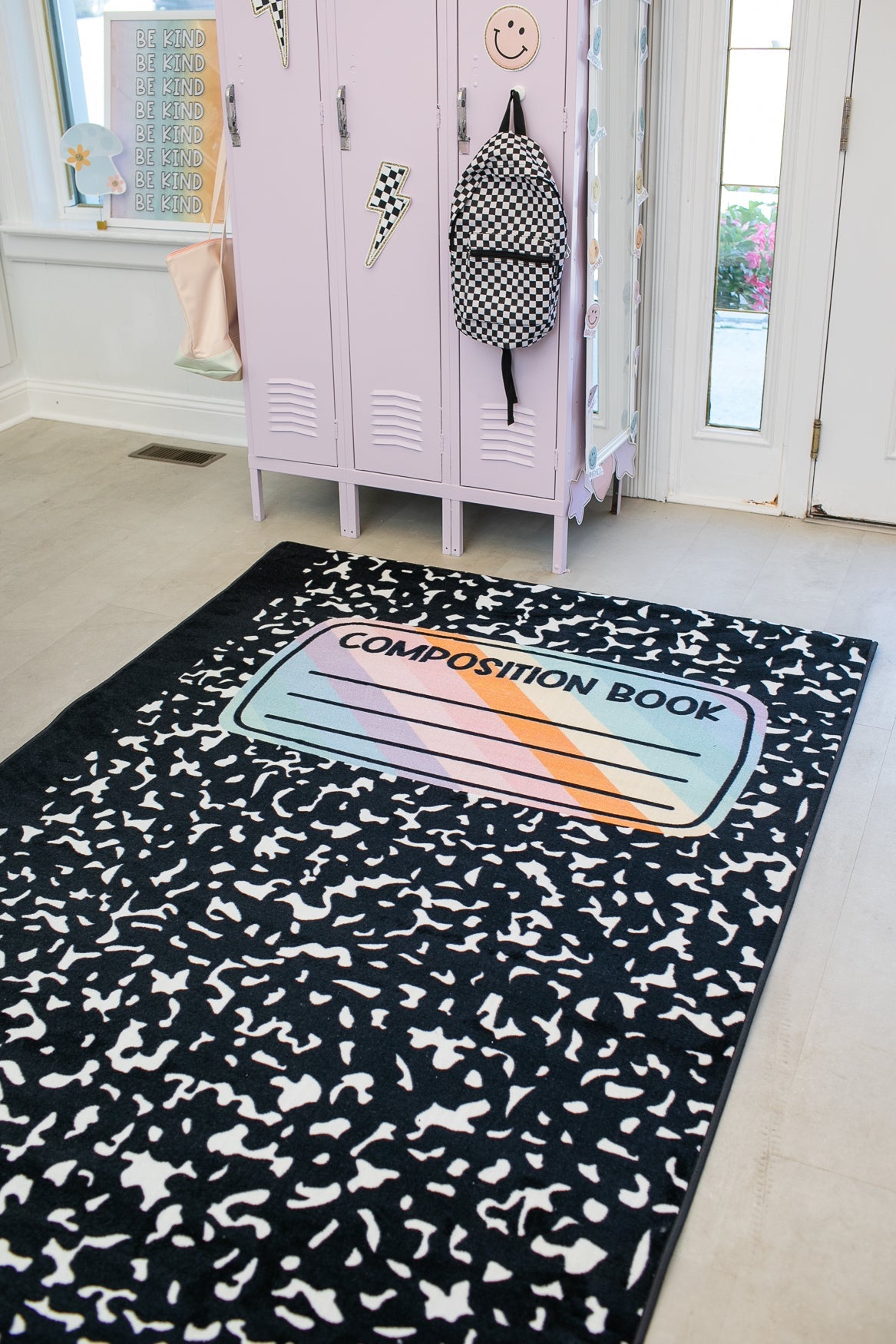 composition notebook rug