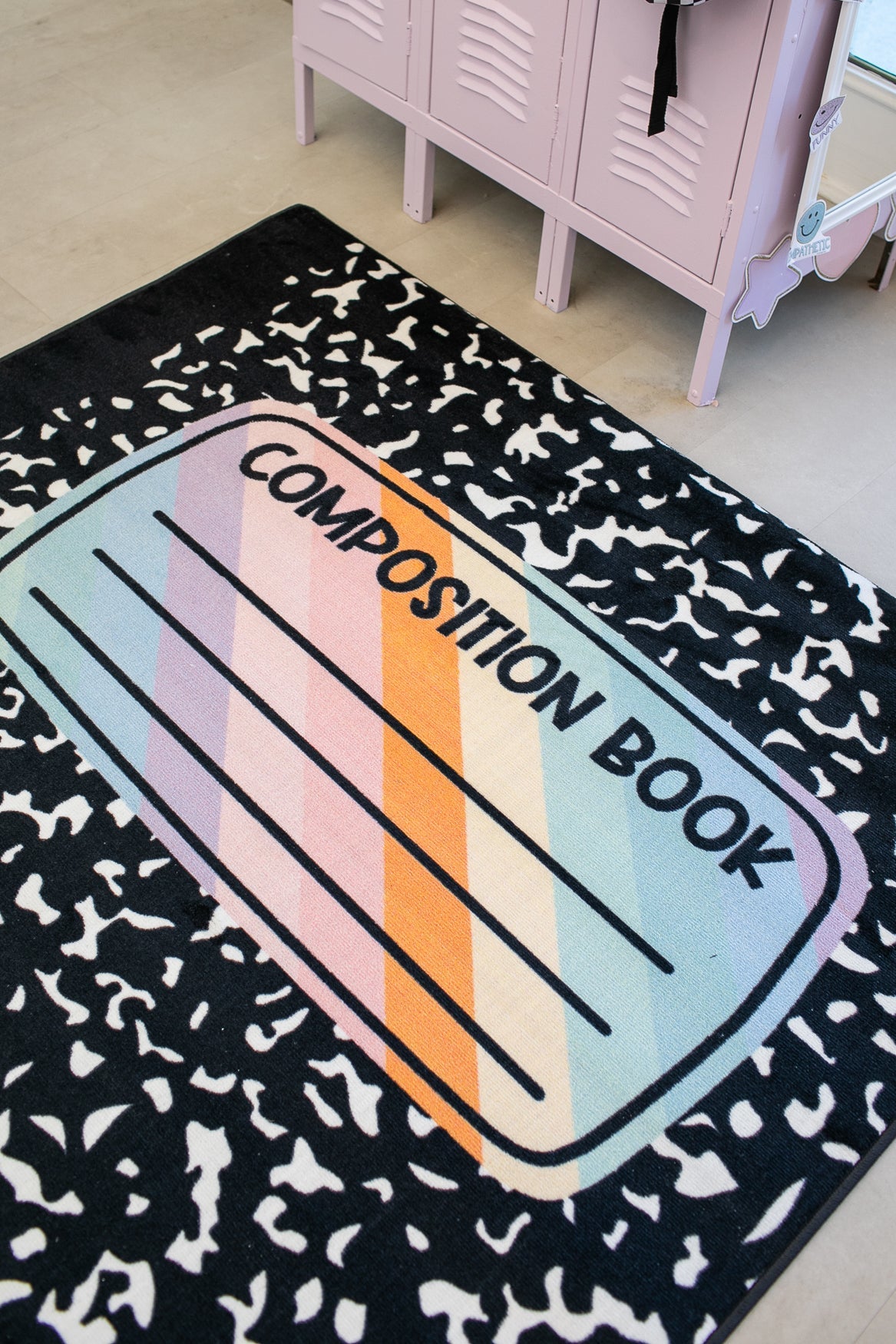 composition notebook rug