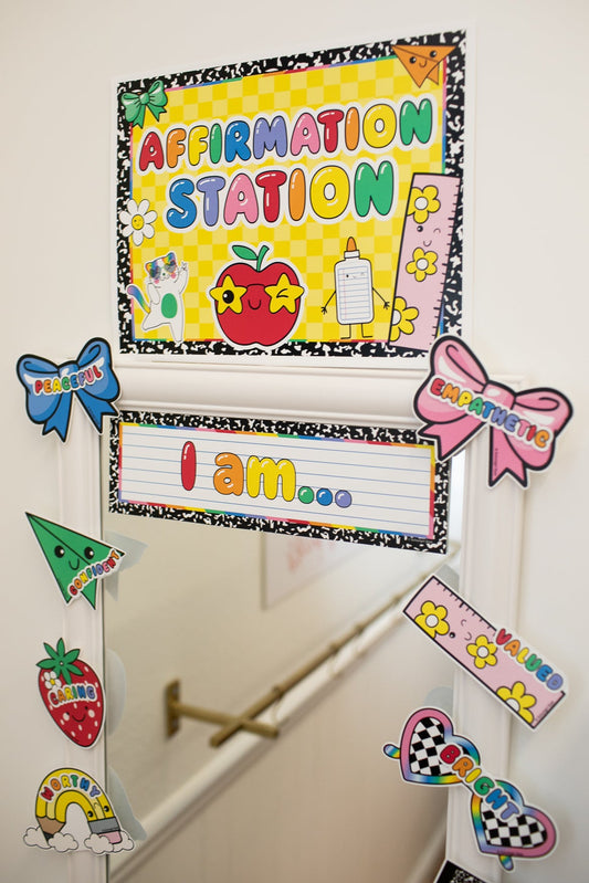 Printable Bright Rainbow Affirmation Station | School Days