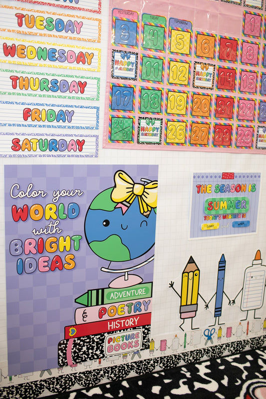 Color Your World Bright Rainbow Classroom Poster | School Days