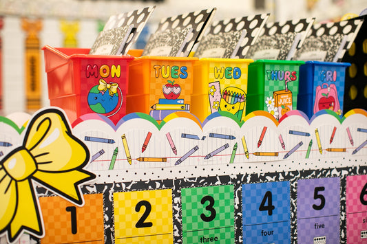 Printable Bright Rainbow Daily Bin Labels | School Days
