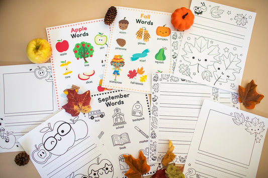 fall word posters and writing worksheets