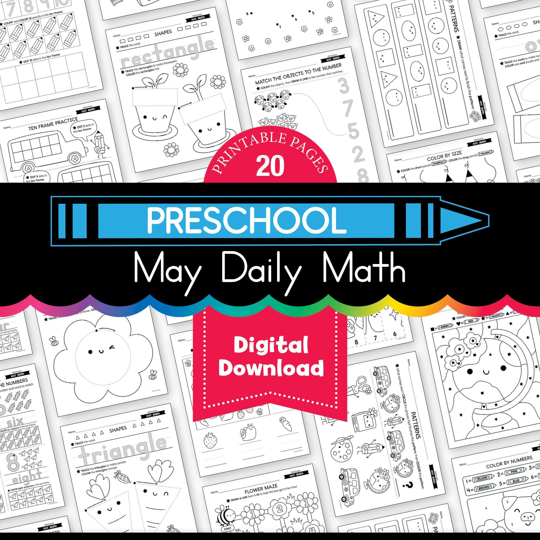 Printable Preschool May Daily Math