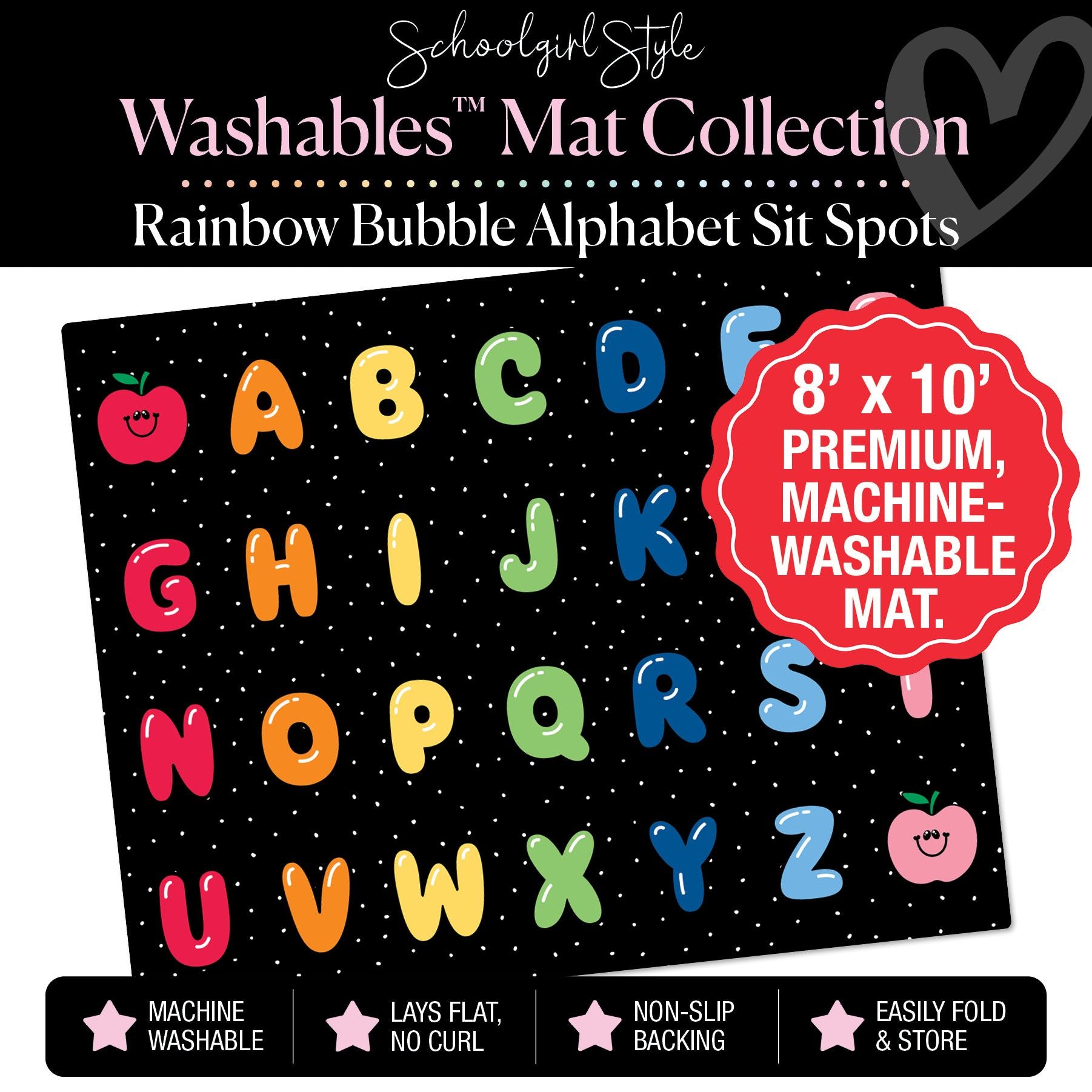 Rainbow Bubble Alphabet Sit Spot Classroom Mat by Schoolgirl Style