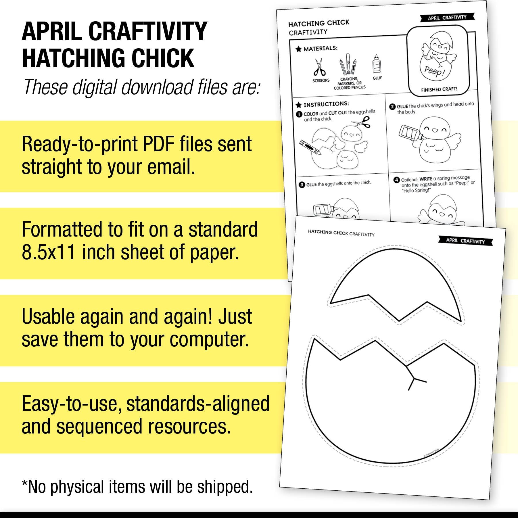 Printable April Hatching Chick Craftivity