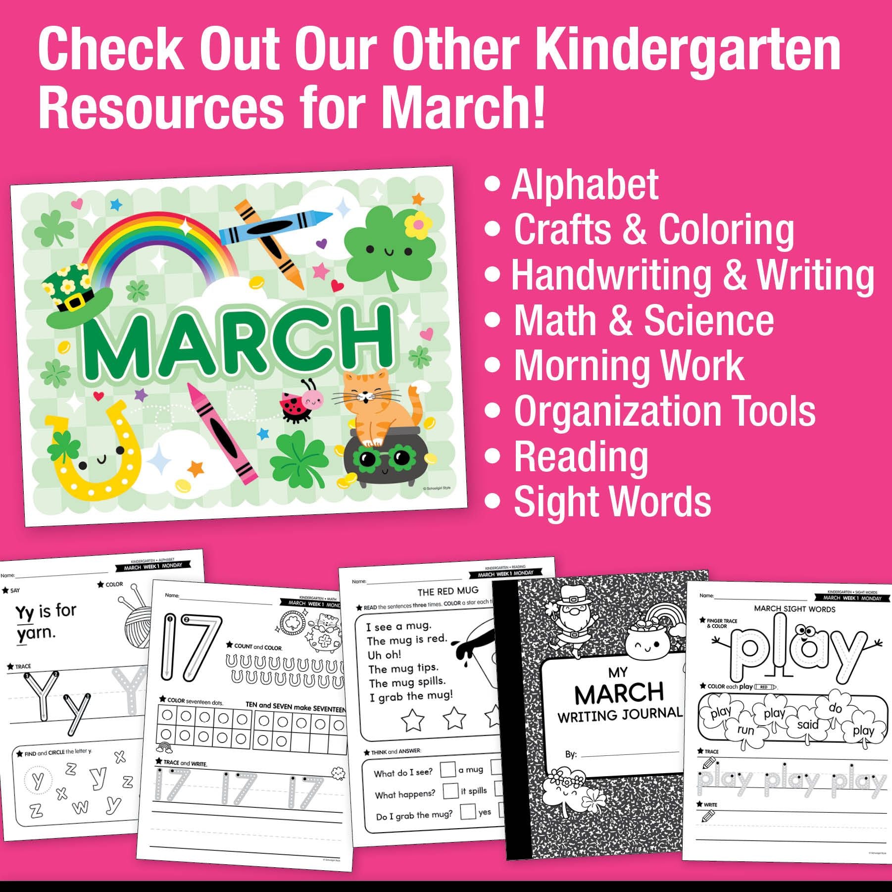 Printable Kindergarten March Daily Science of Reading