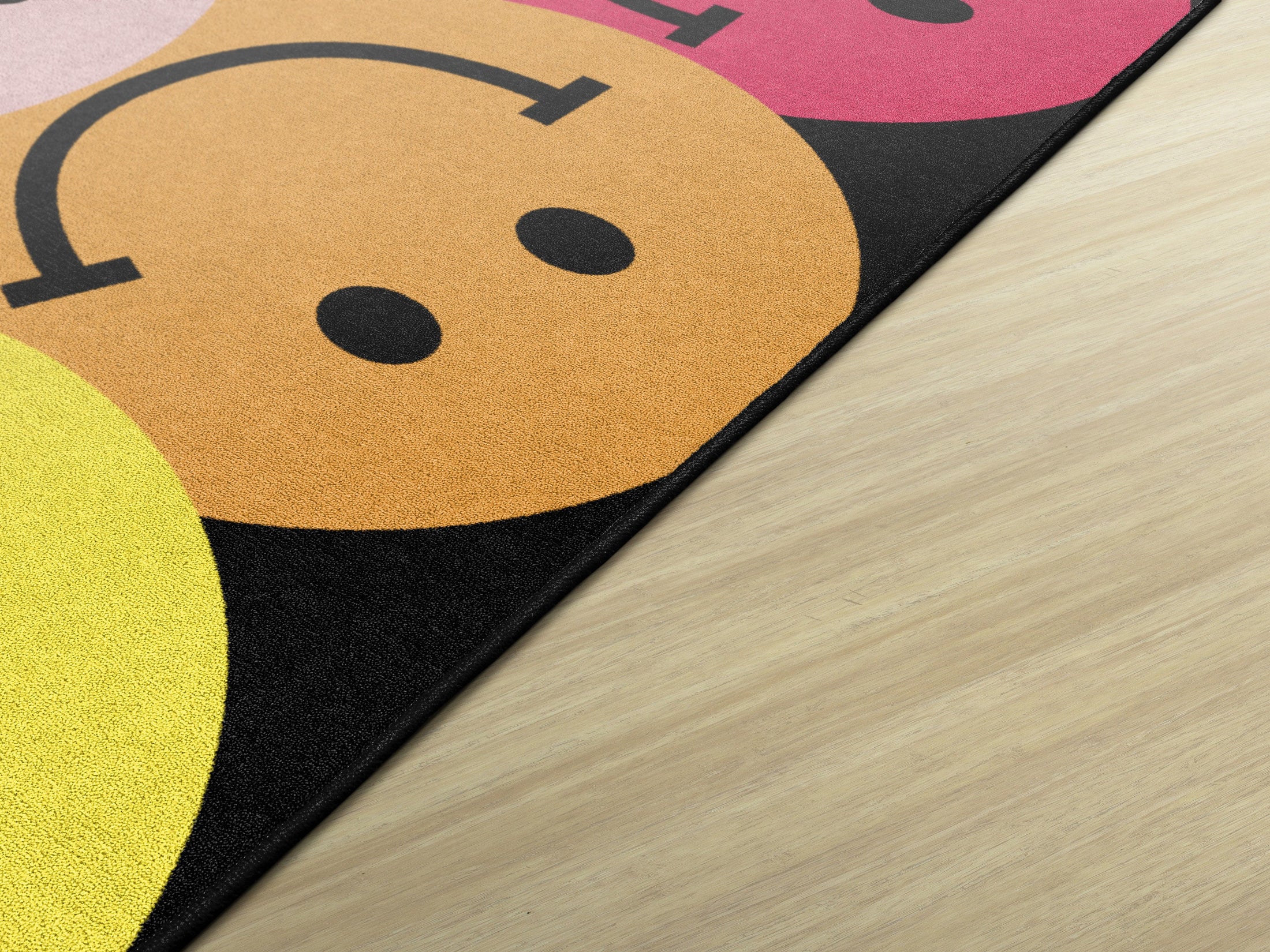 Big bright smiley faces rug