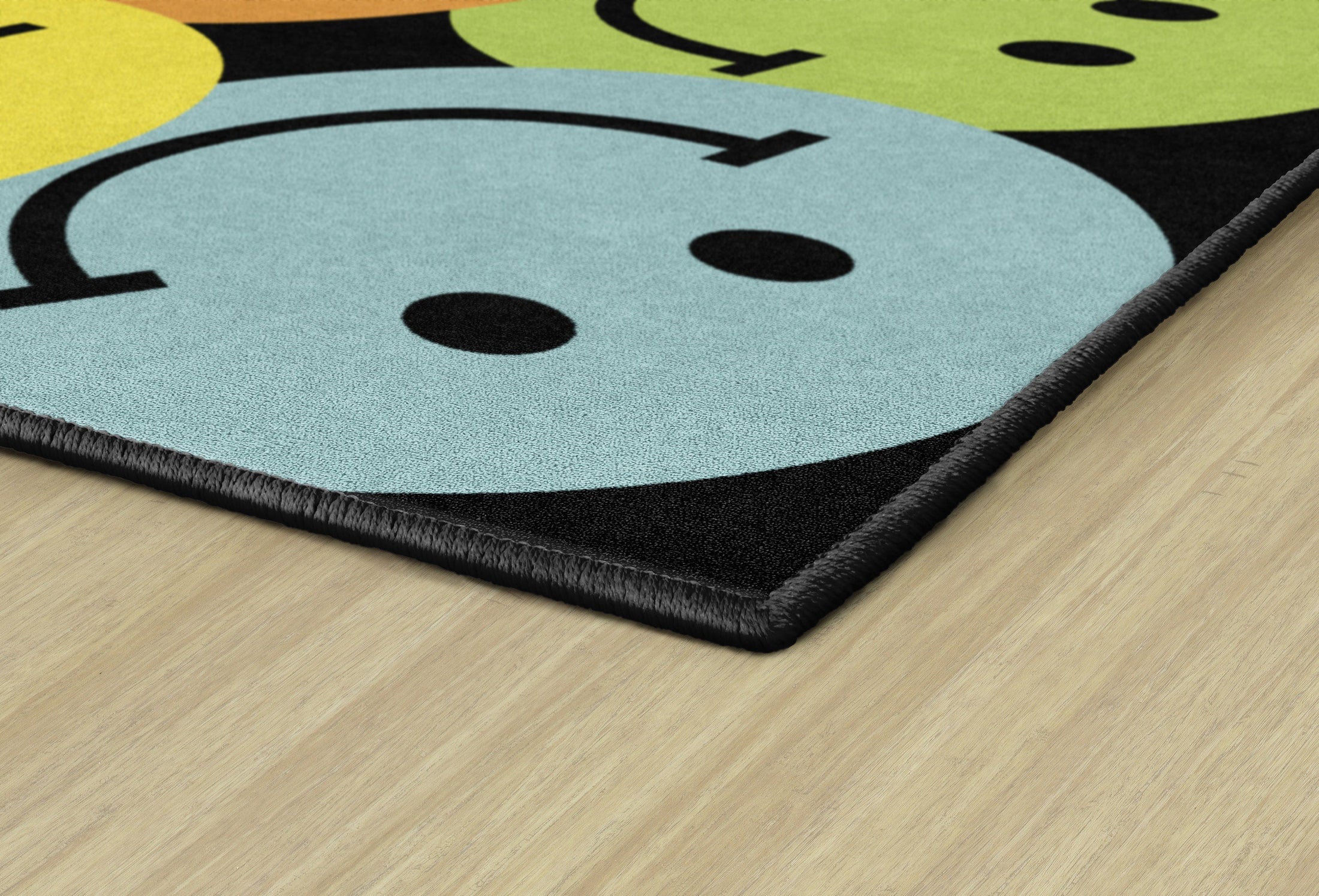 Big bright smiley faces rug