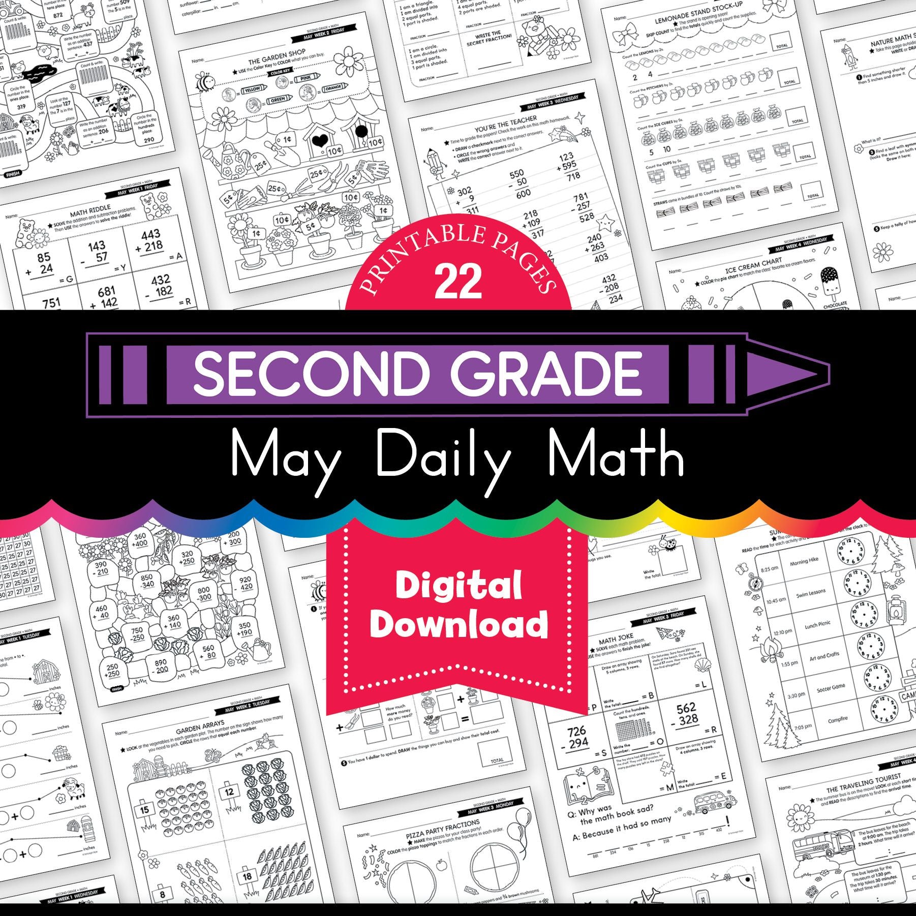 Printable Second Grade May Daily Math